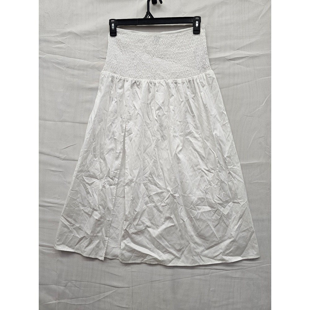 Wild Fable Womens White Smocked Waist Cotton Midi Skirt Size M TARB1176J